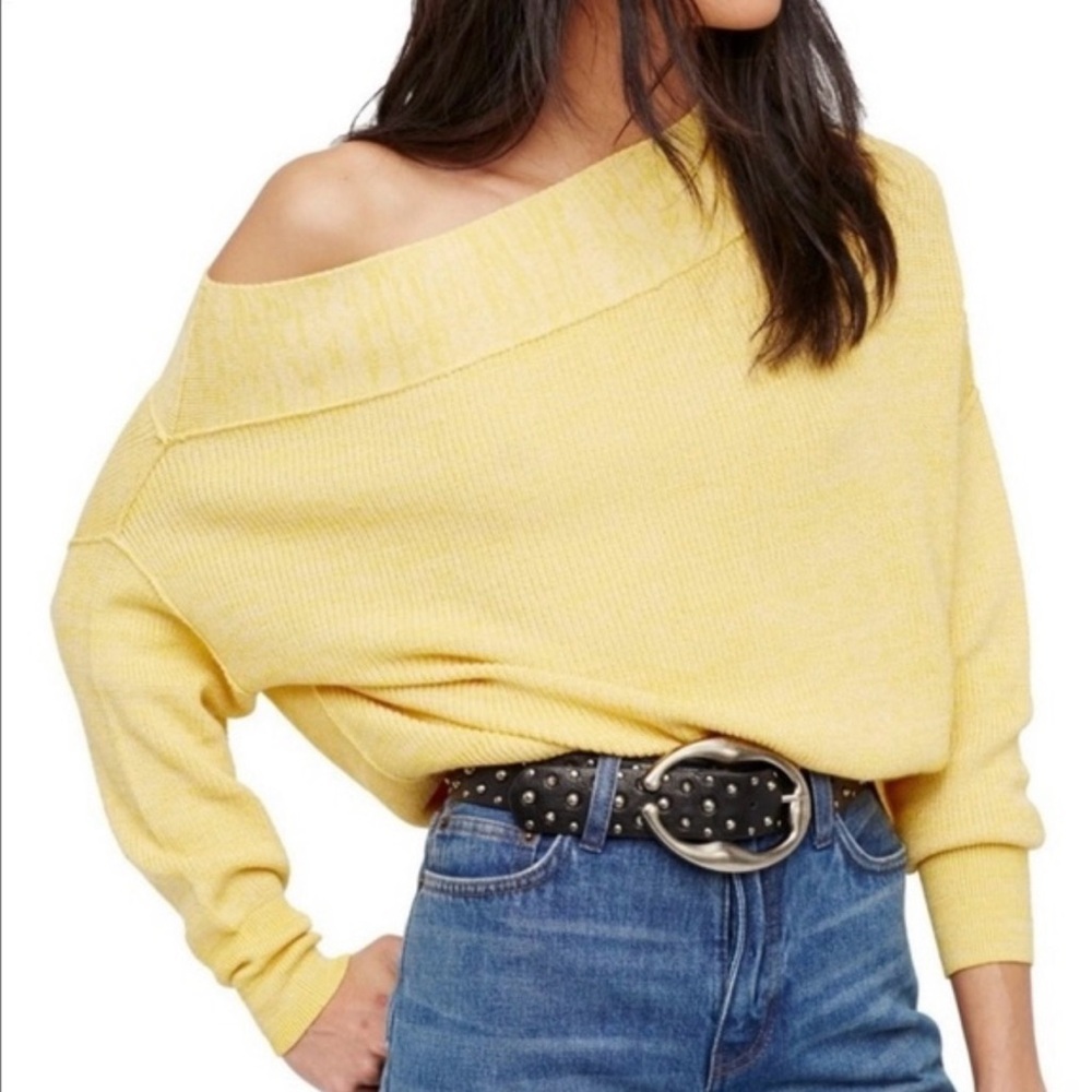 Free People Alana Linen Blend Sweater In Yellow Size Small